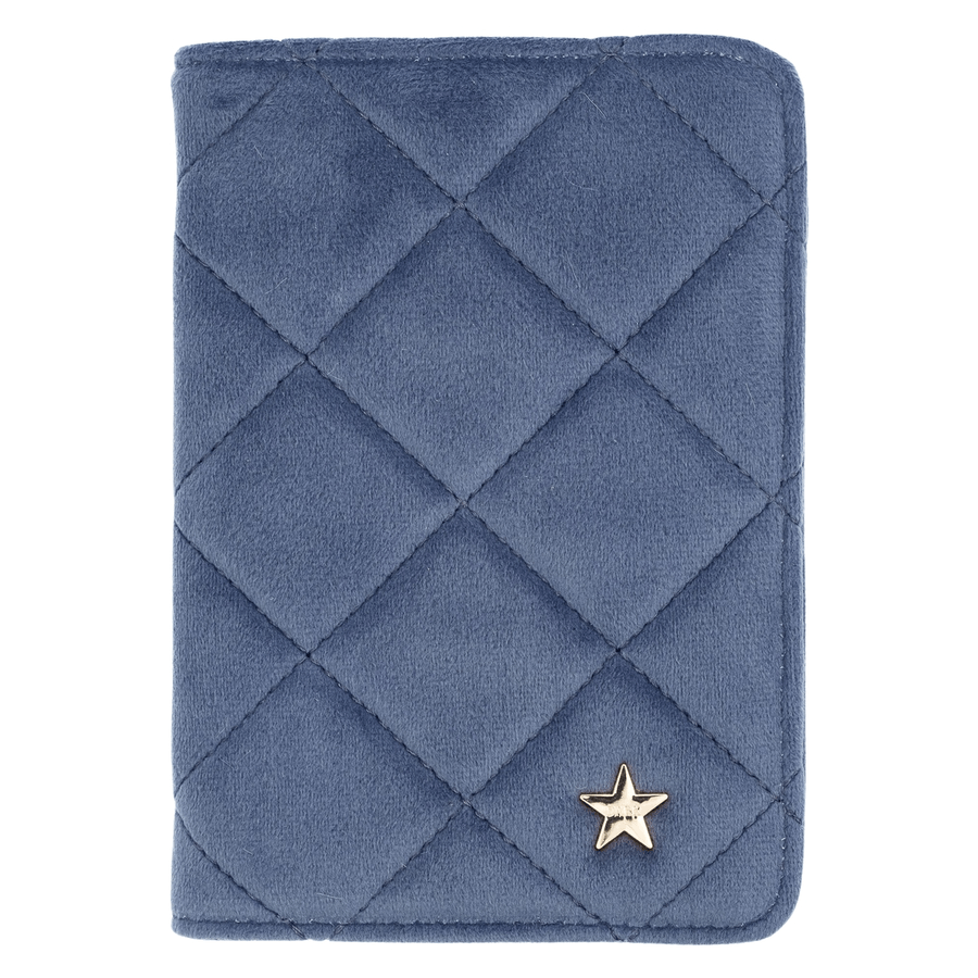 DARK Velvet Quilted Passport Cover Grisalle Blue