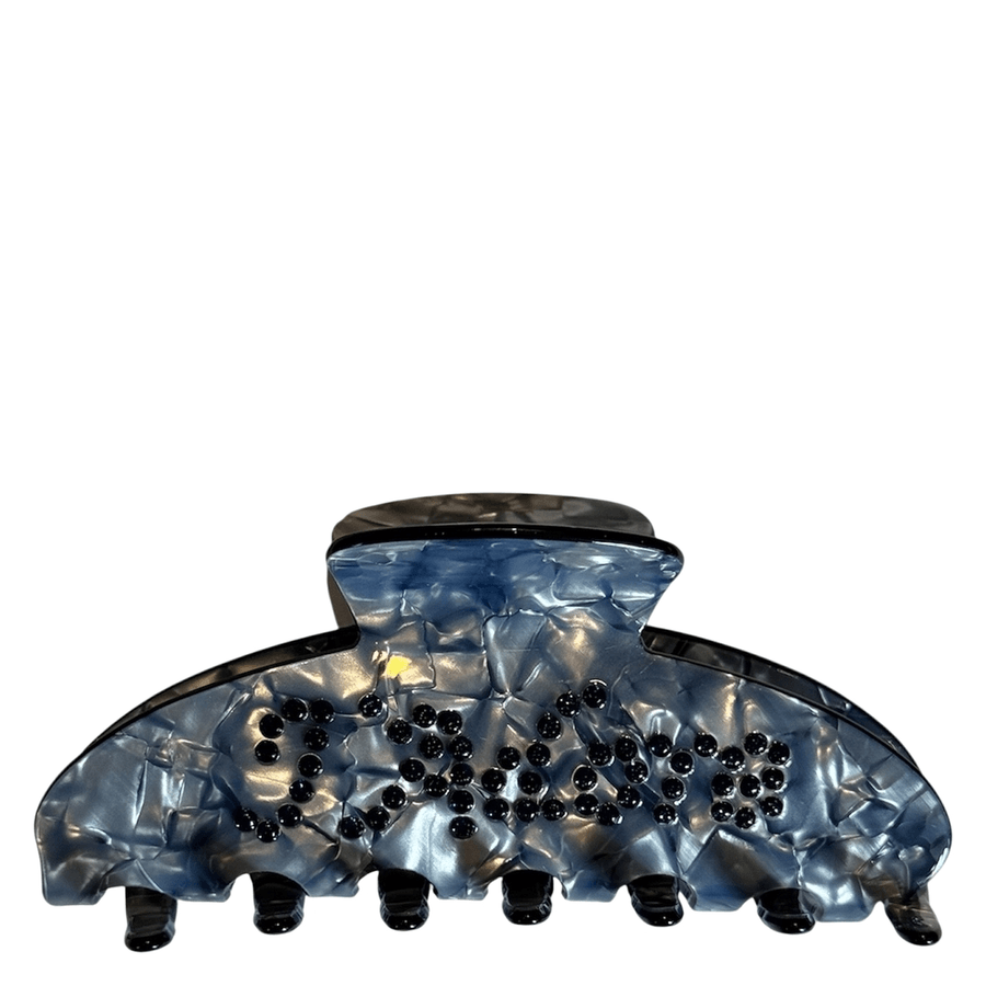 DARK Text Hair Claw "J'Adore" Grisalle Blue