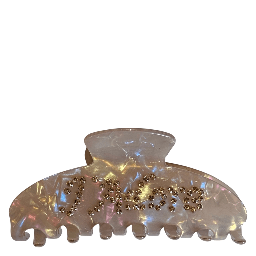 DARK Text Hair Claw "J'Adore" Sand & Gold