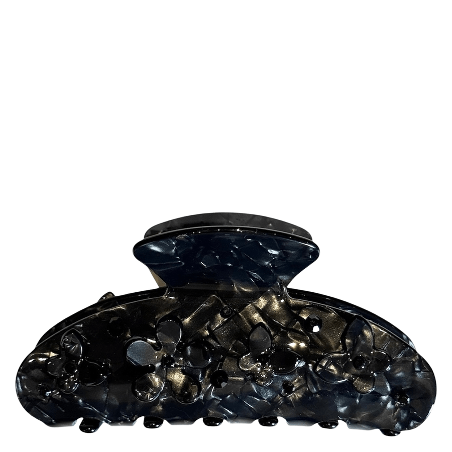DARK Flower & Butterfly Hair Claw Black