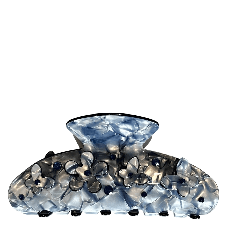 DARK Flower & Butterfly Hair Claw Grisalle Blue