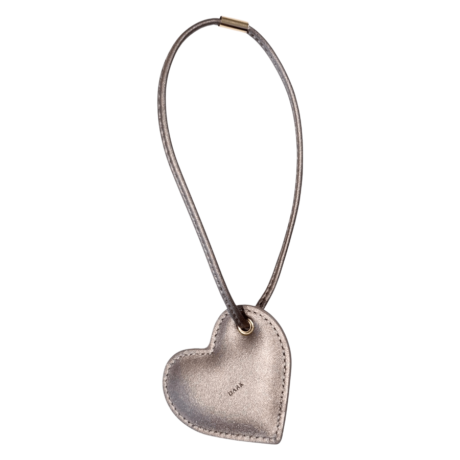 DARK Heart Bag Charm Sparkled Warm Taupe