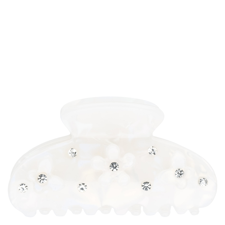 DARK Flower & Butterfly Hair Claw Small White