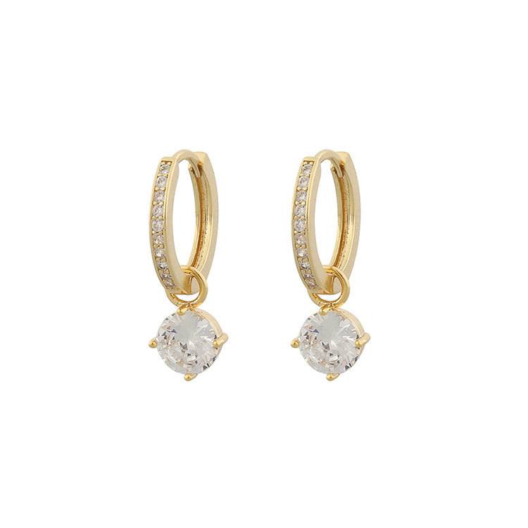 SNÖ of Sweden Rola Round Ring Earring Gold/Clear 14mm