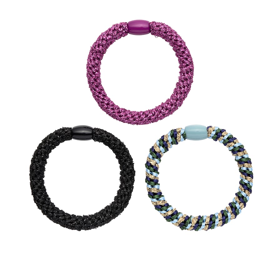 Woven Hair Ties 3-pack Purple mix