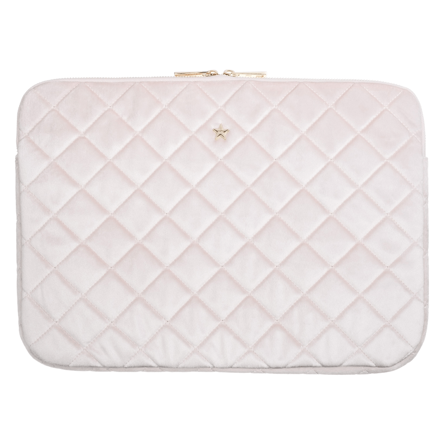 DARK Velvet Quilted Mac Cover Sparkled Pale Rose
