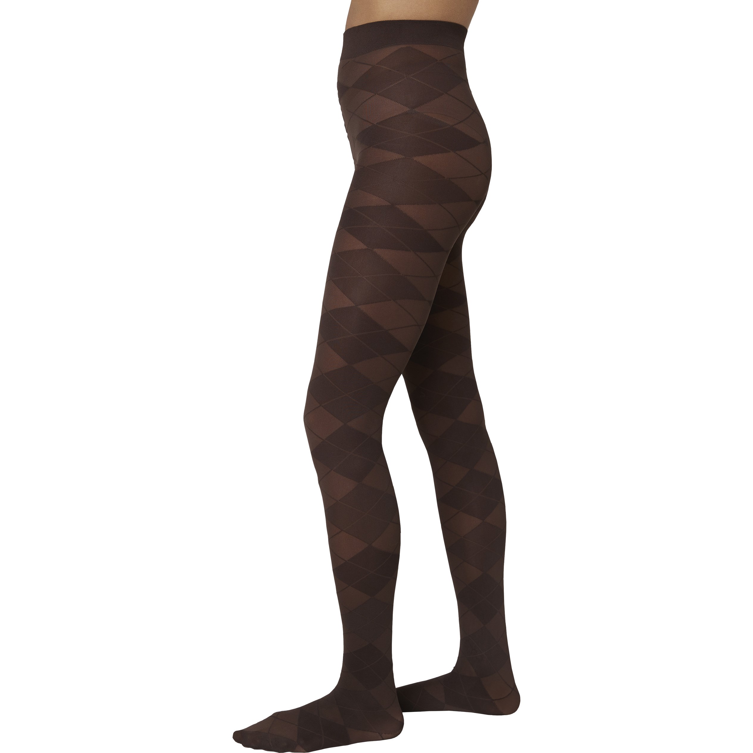Swedish Stockings Rebecka Argyle Tights  Dark Brown M
