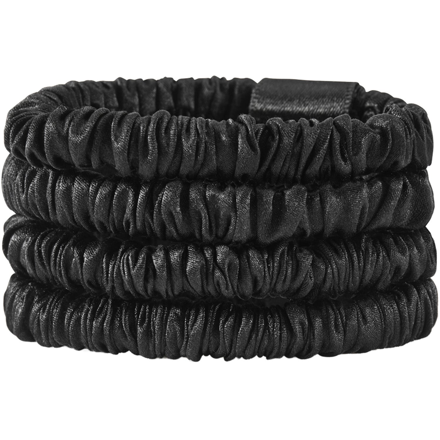 Lenoites Mulberry Silk Skinny Scrunchies Black - 1 pcs