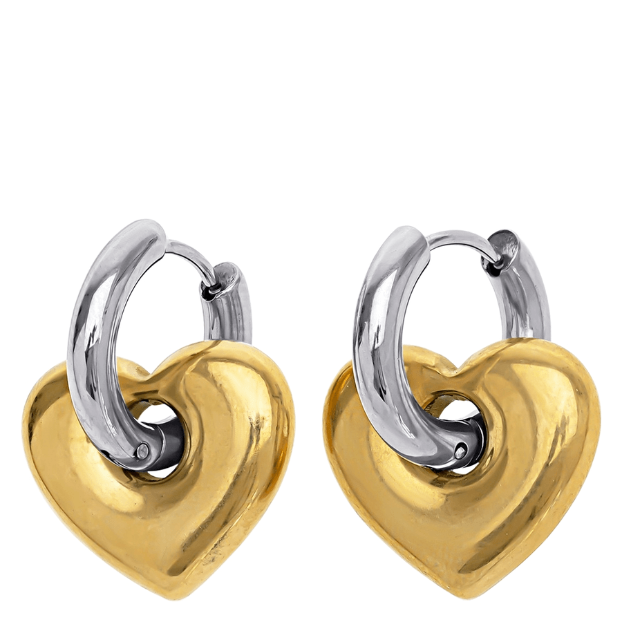 Timi Of Sweden Sadie Heart Hoop Earrings Stainless Steel Gold