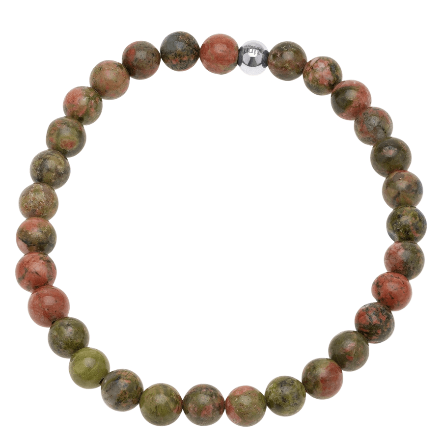 Timi Of Sweden Erik Stone Bead Bracelet Stainless Steel Unakite