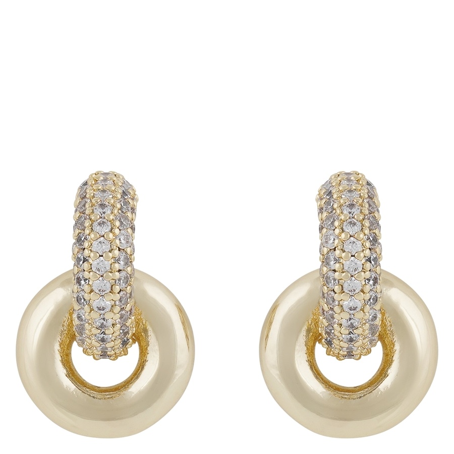 Snö of Sweden Liz Double Ring Crystal Pin Ear Gold Clear Onesize