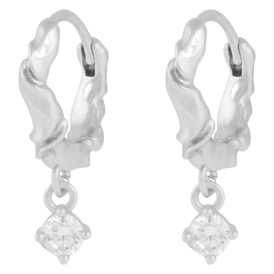 Snö Of Sweden Wave Small Crystal Ring Ear Silver Clear Onesize