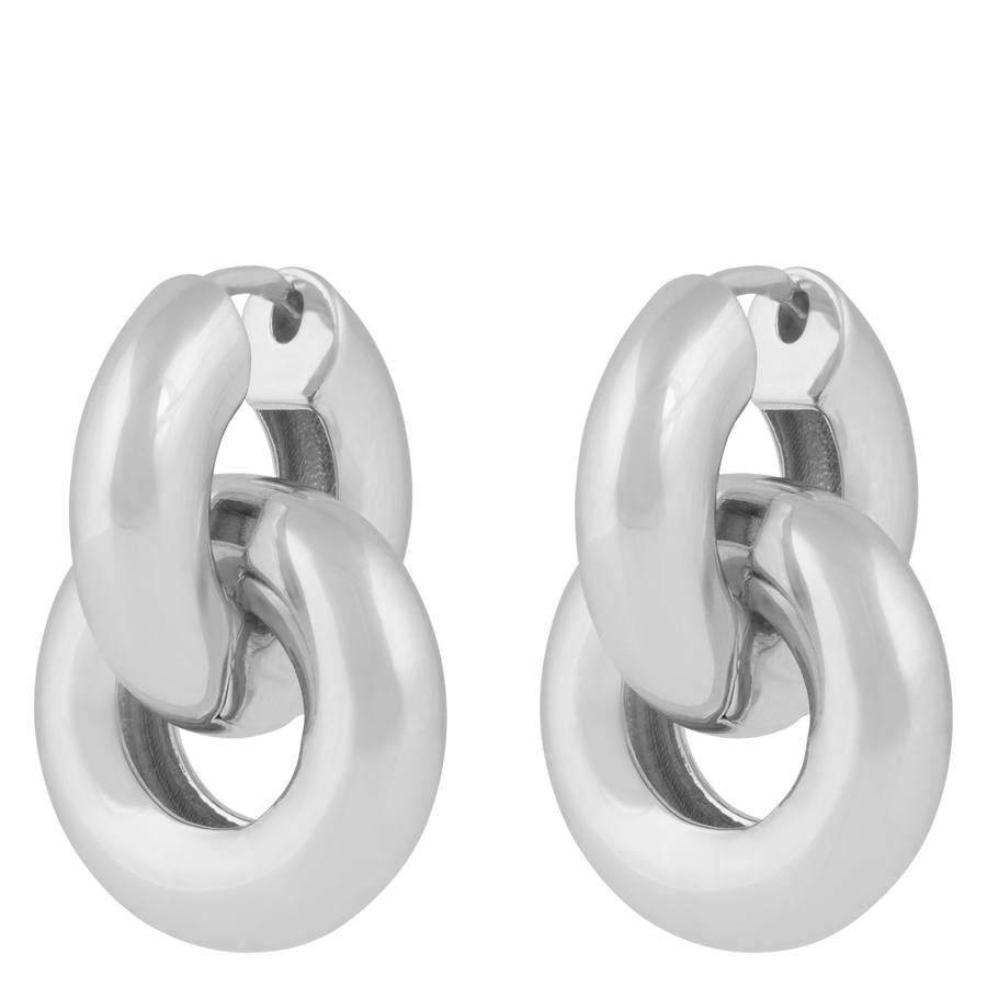 Snö of Sweden Liz double Ring Ear Plain Silver Onesize