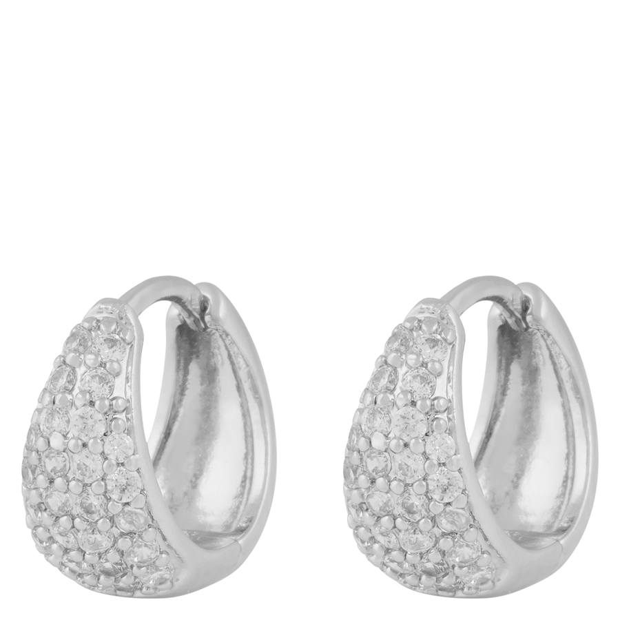 Snö Of Sweden Essential Honey Crystal Small Oval Ear Silver Clear