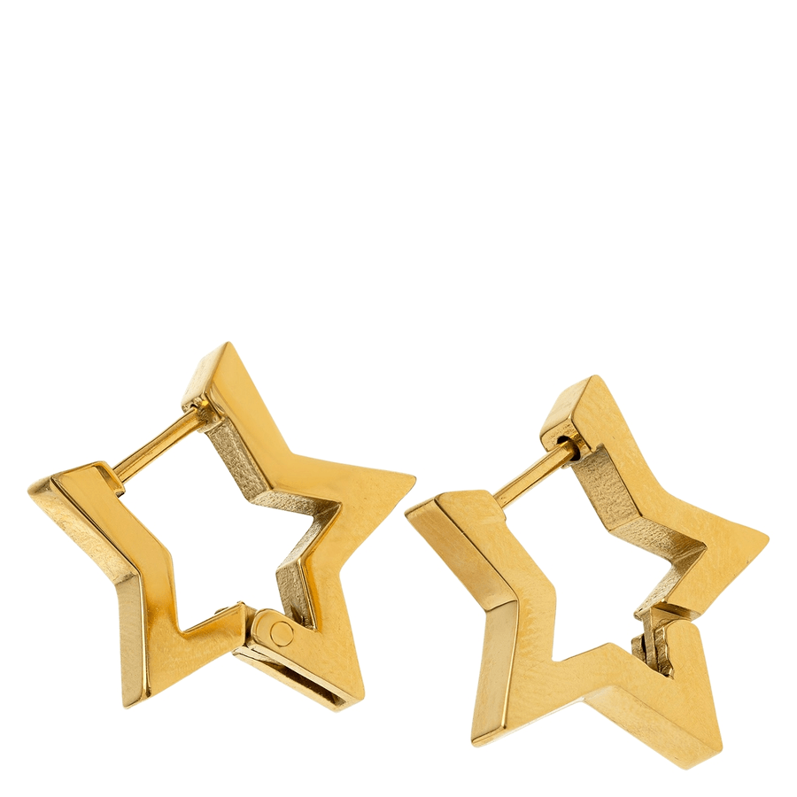 Timi Of Sweden Vilda Star Hoop Earrings Stainless Steel Gold