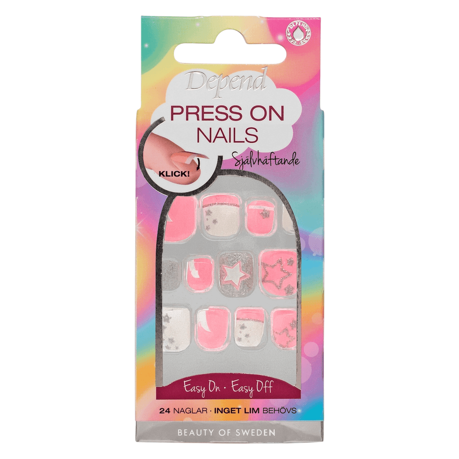Depend Press on Nails for Children Pink Star