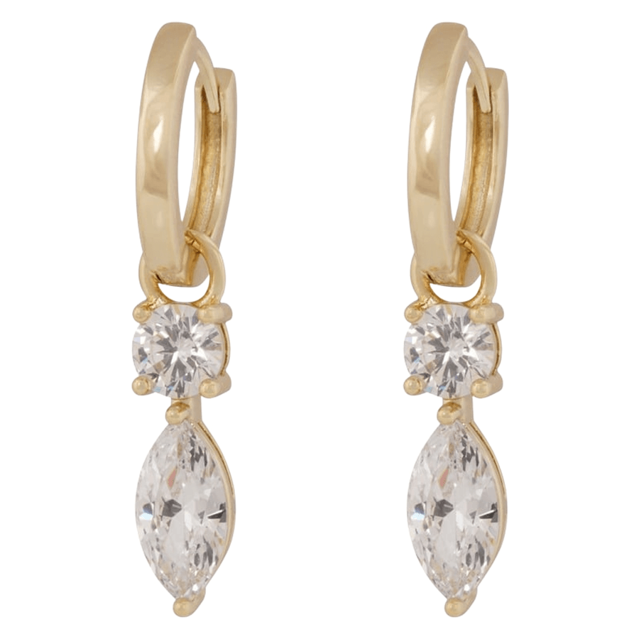 Snö of Sweden Eira Long Navette Ring Ear Gold Clear Onesize