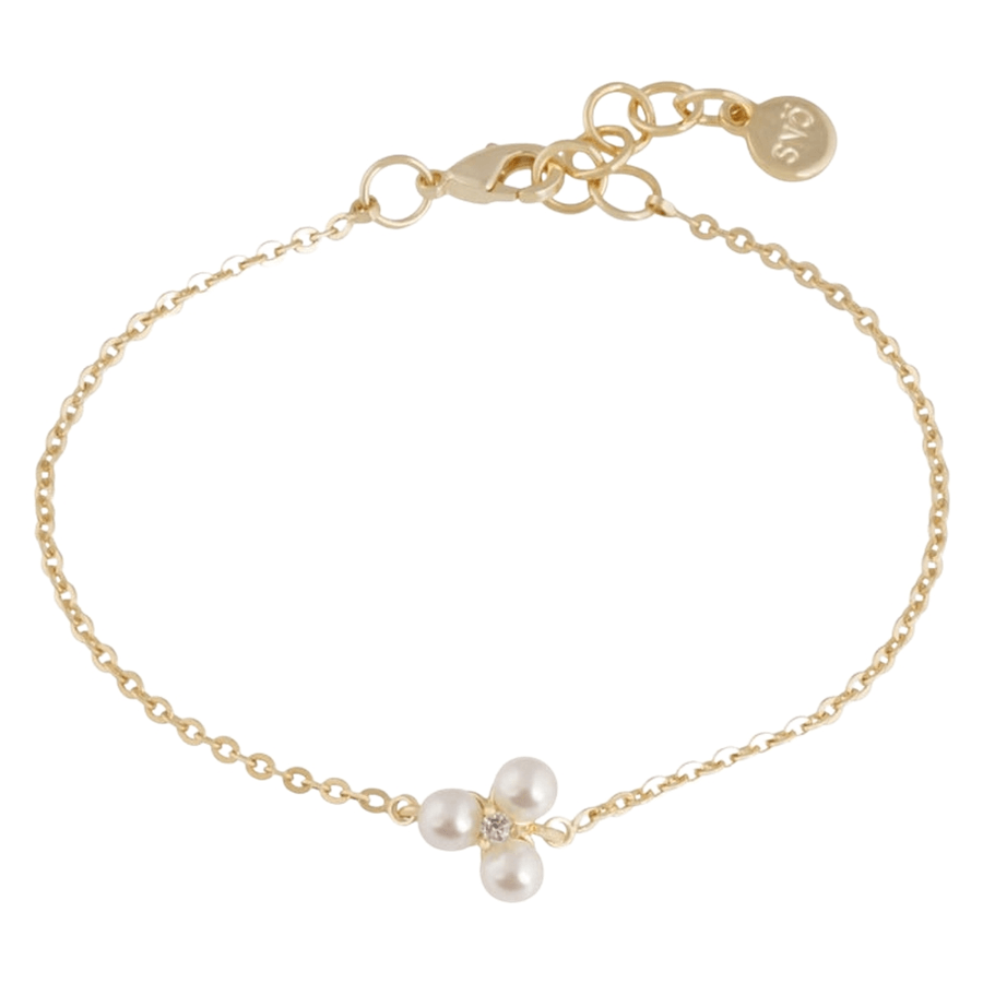 Snö of Sweden Eira Tripple Pearl Chain Bracelet Gold and White On