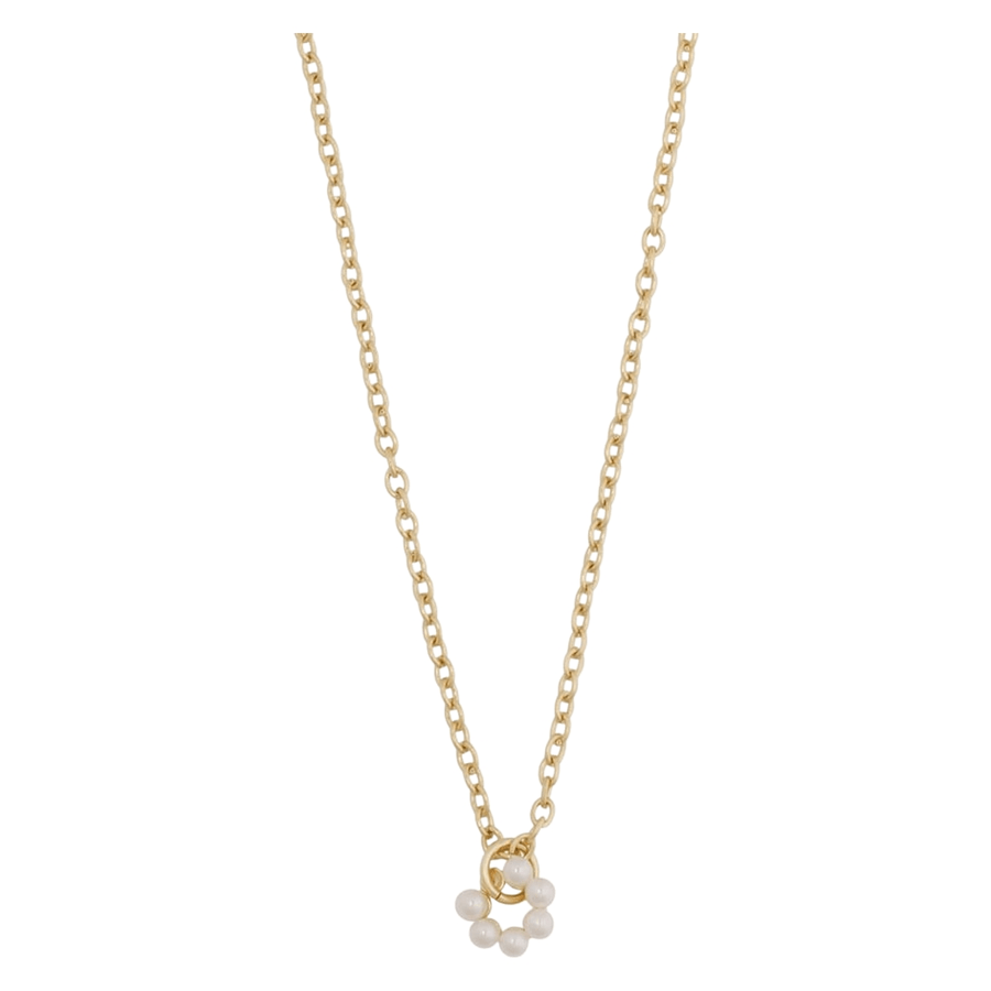 Snö of Sweden Eira Pearl Circle Pendant Neck Gold and White 50cm