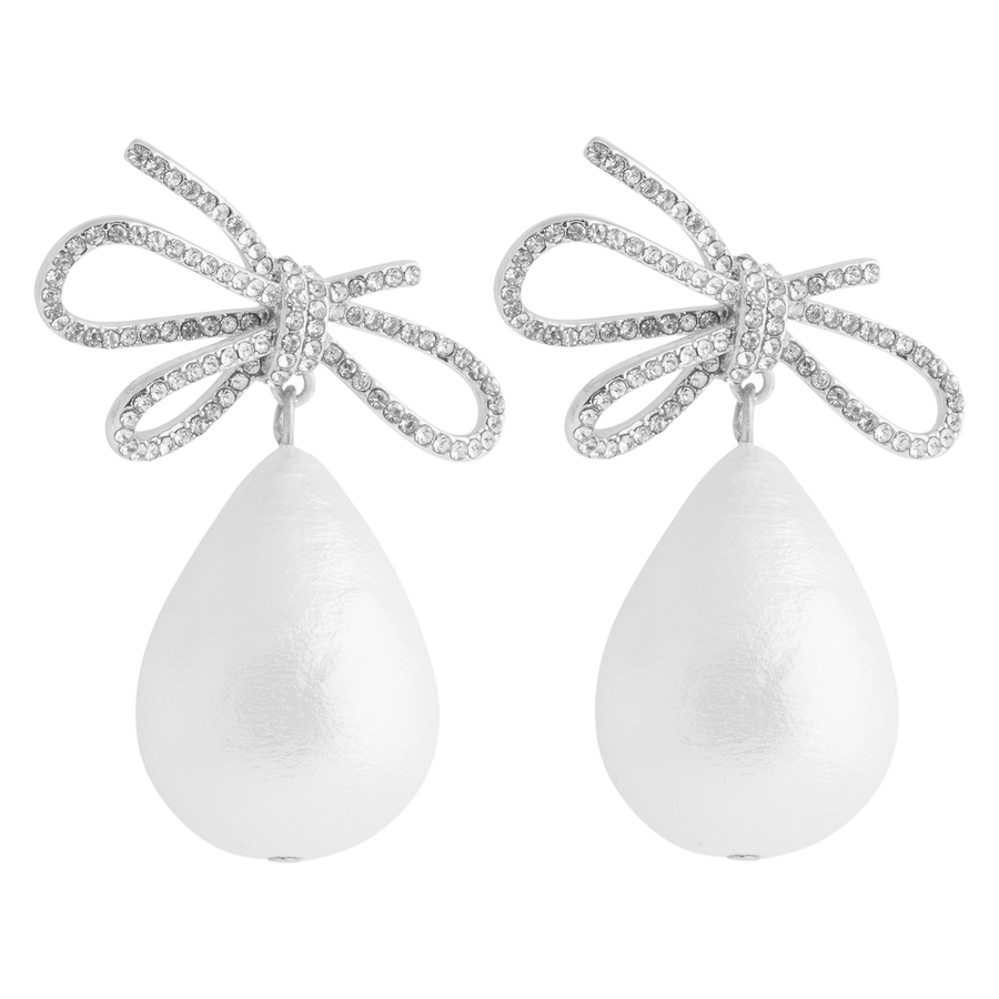 Snö Of Sweden Ribbon Crystal Pearl Ear Silver Clear Onesize