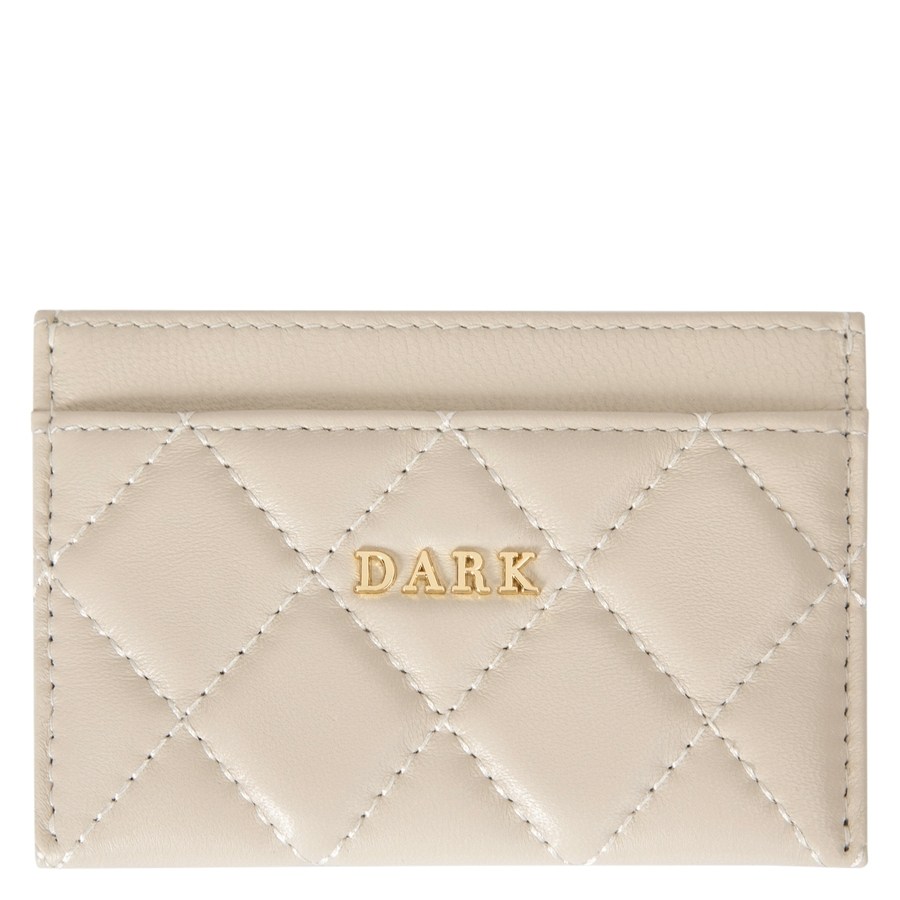 DARK Leather Quilted Card Holder Sand