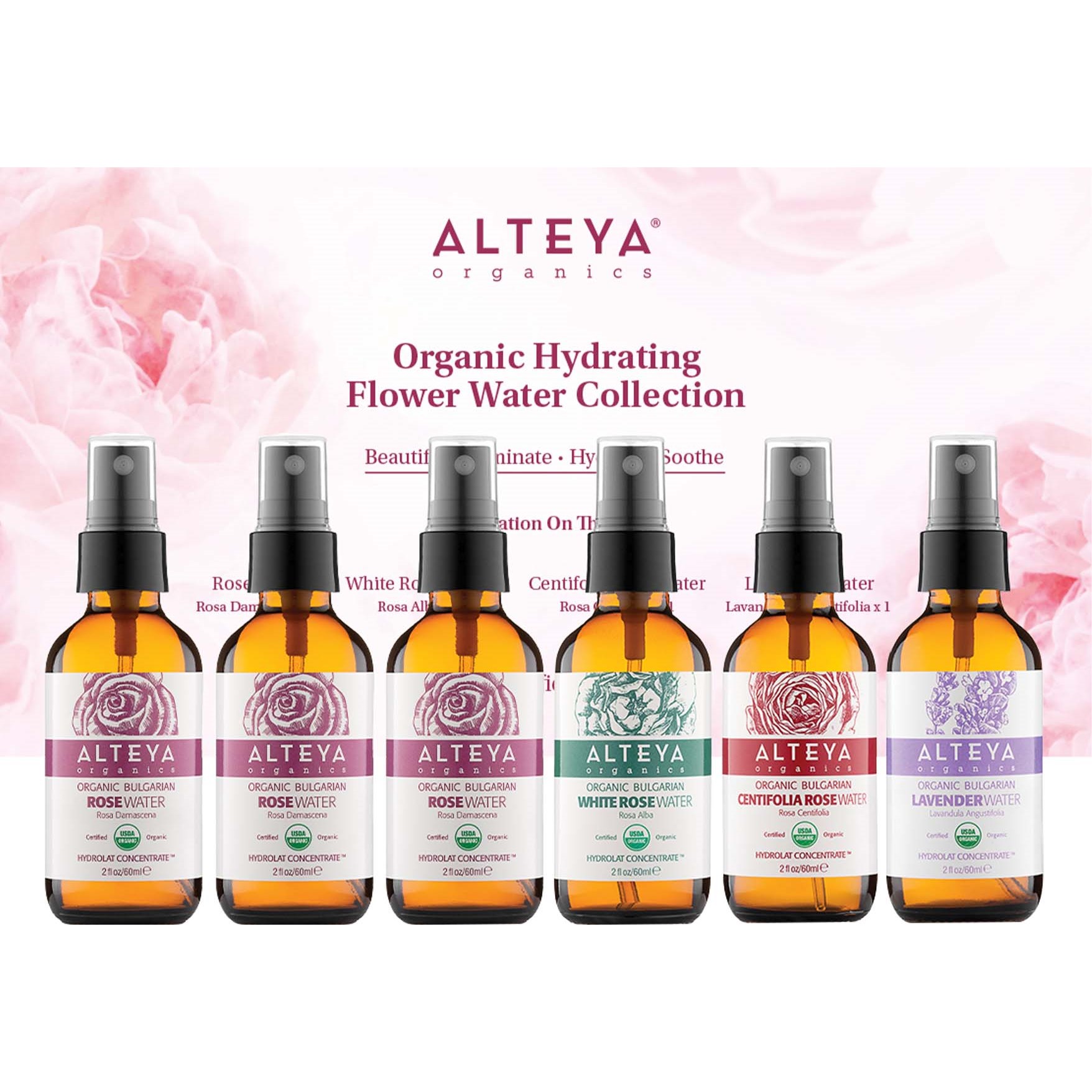 Alteya Organics Organic Bulgarian Flower Water Starter Set