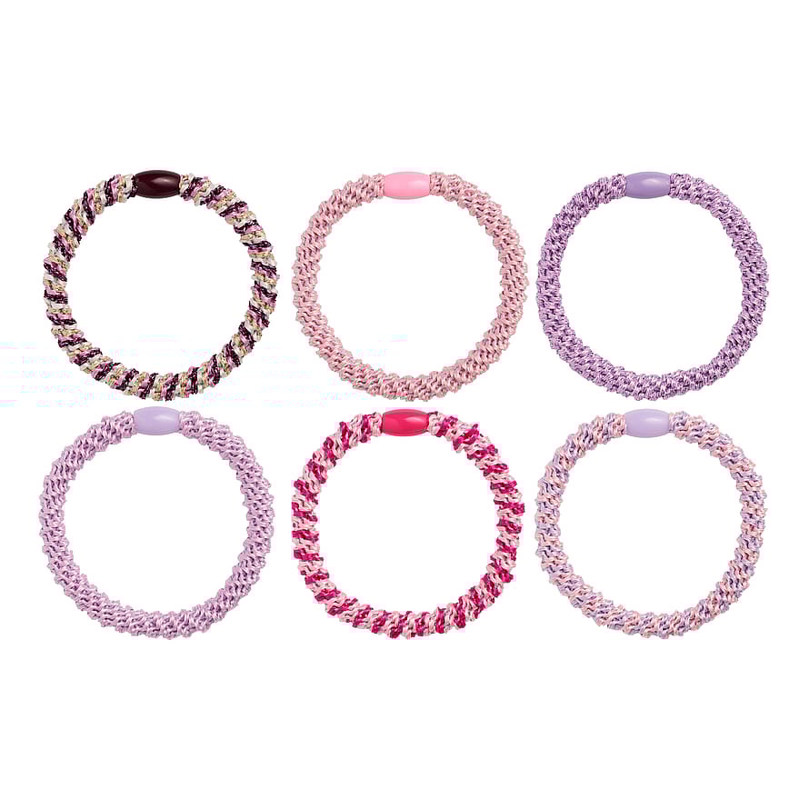 Woven Hair Tie Pink and Lilac Mix 6 Pack