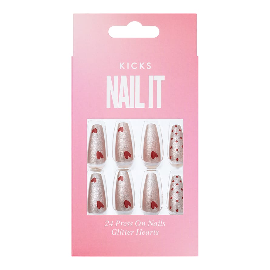 Press on Nails Glitter Hearts