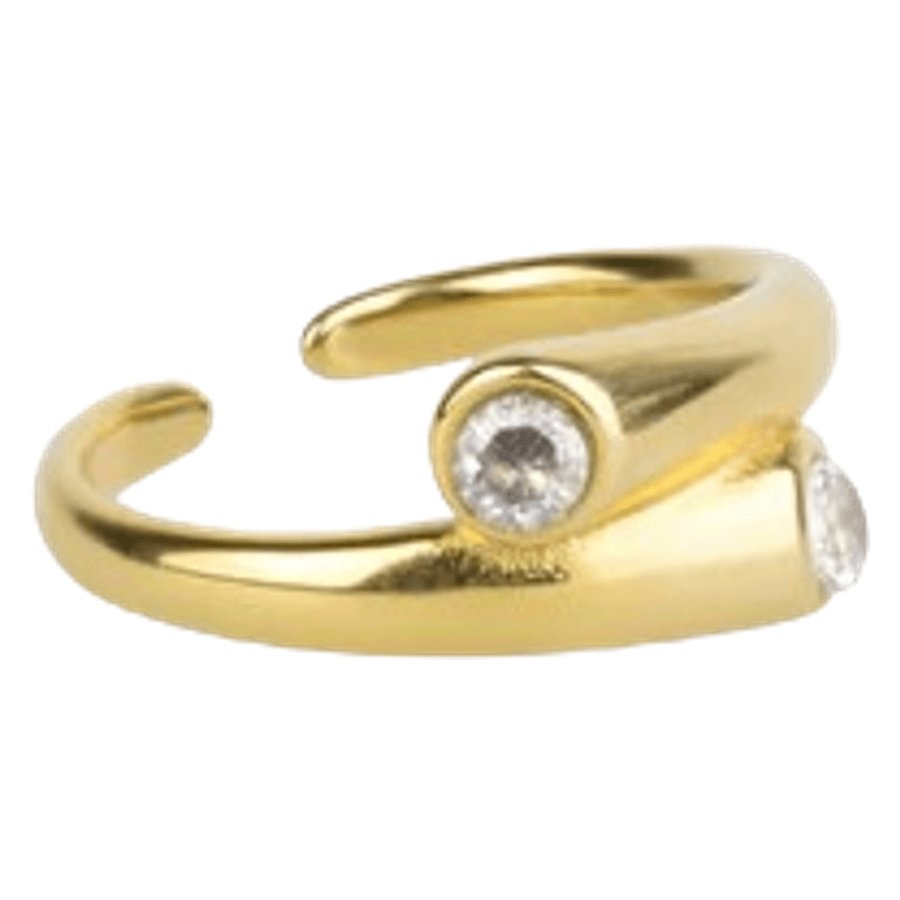 Timi of Sweden Tomine Crystal Hug Ring Stainless Steel Gold