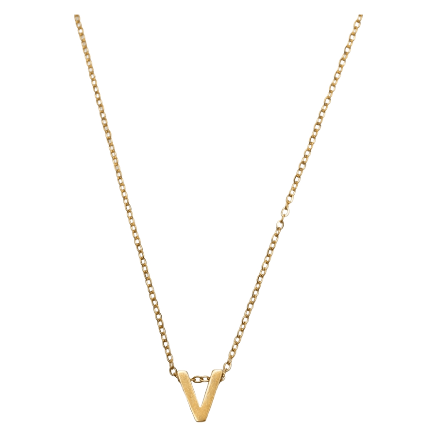 Timi of Sweden Viola Letter Necklace Stainless Steel Gold V