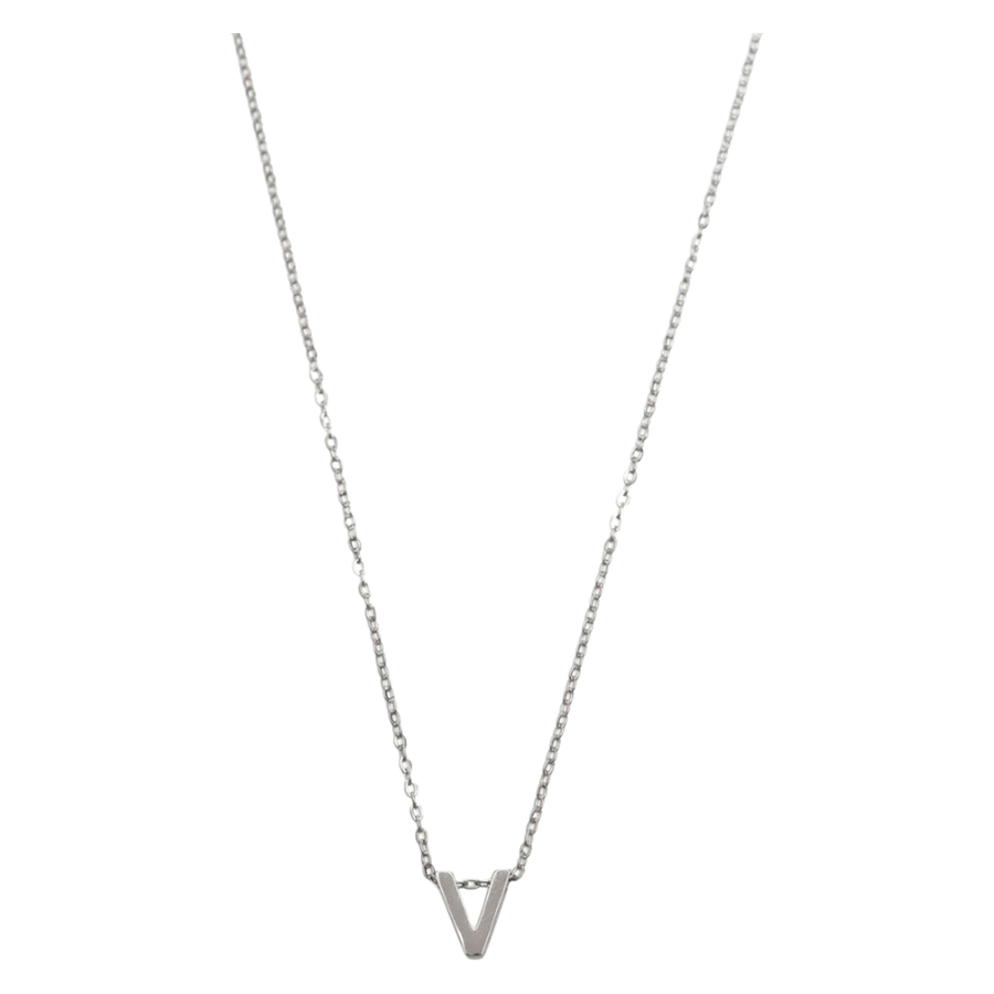 Timi of Sweden Viola Letter Necklace Stainless Steel Silver V