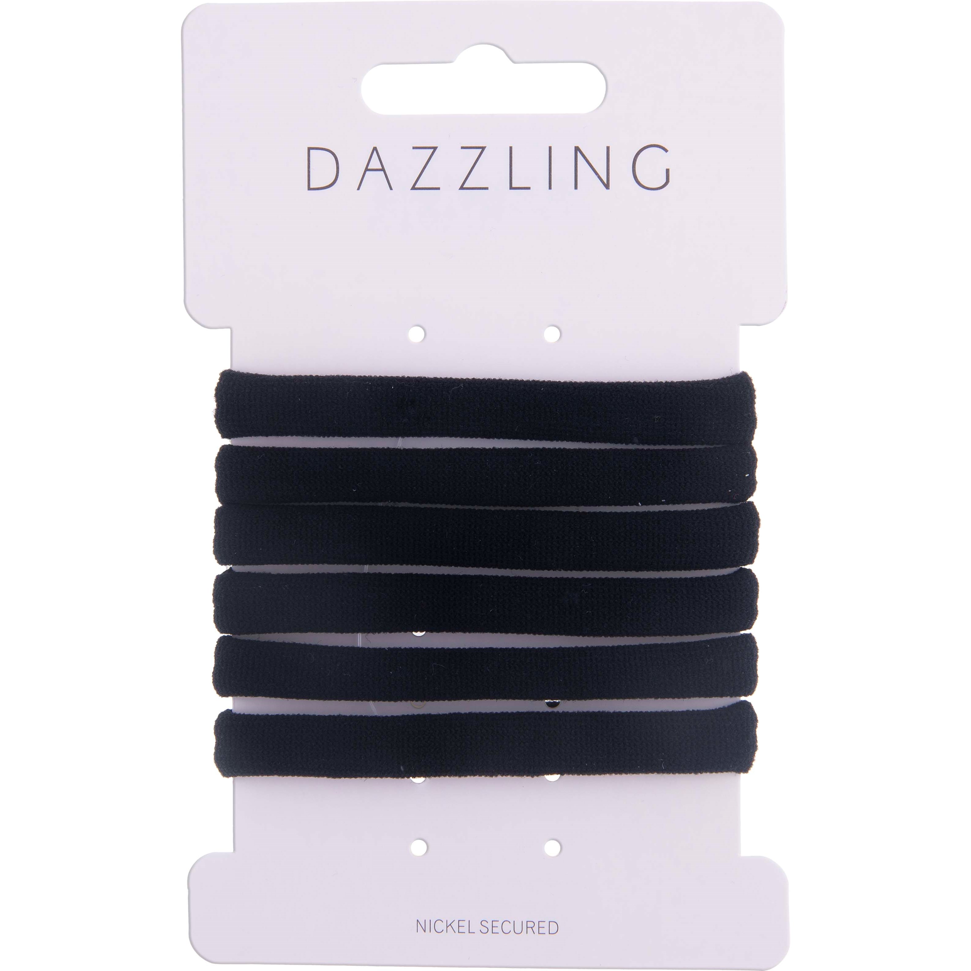 Dazzling Soft Hair Ties 6 pcs Black