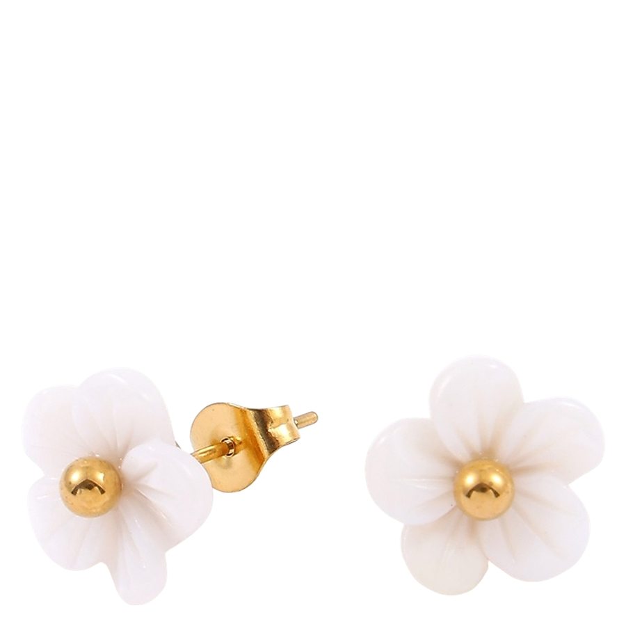 Timi Of Sweden Ellen White Flower Stud Earrings