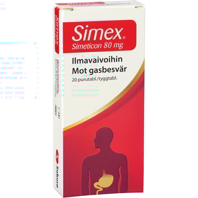 Simex Mot Gasbesvär Simetikon 80 mg 20 tuggtabletter
