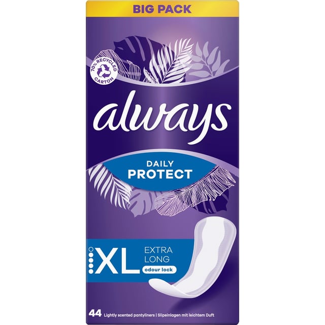 Always Dailies Long Plus Extra Protect Trosskydd med mild doft 44 st