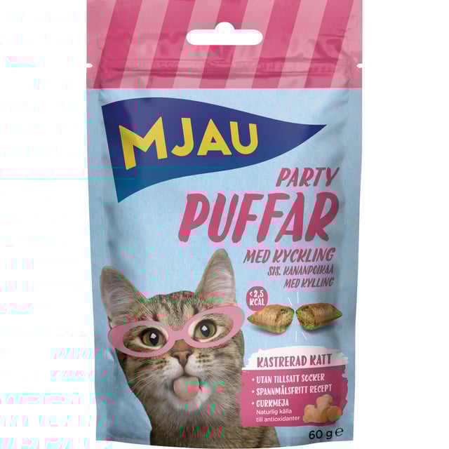 Mjau Partypuffar Med Kyckling 60 g