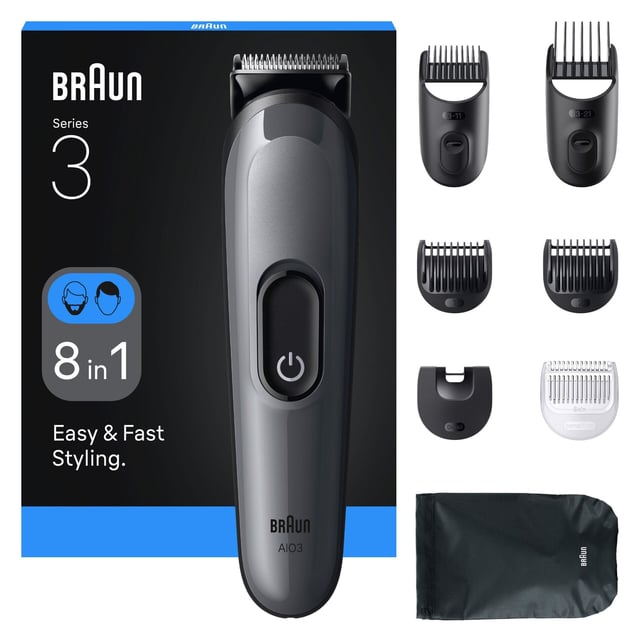 Braun All-in-One Series 3, 8in1 Grooming Kit, AIO3540, Grå