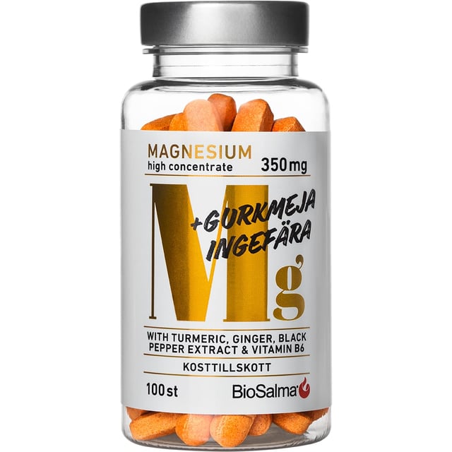 BioSalma Magnesium 350mg + Gurkmeja & Ingefära 100 st