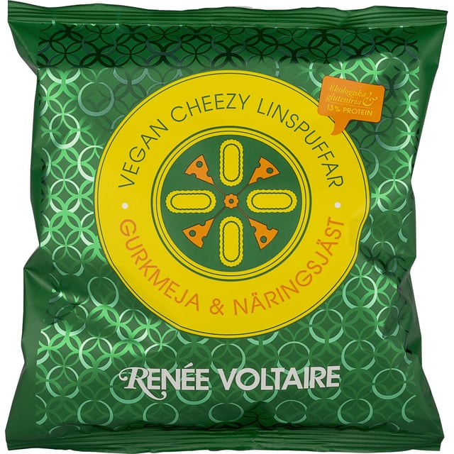 Renée Voltaire Vegan Cheezy Linspuffar Gurkmeja & Näringsjäst 60 g