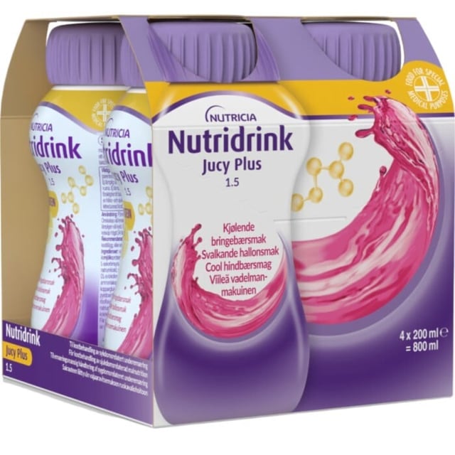 Nutridrink Jucy Plus Svalkande Hallon 4x200 ml