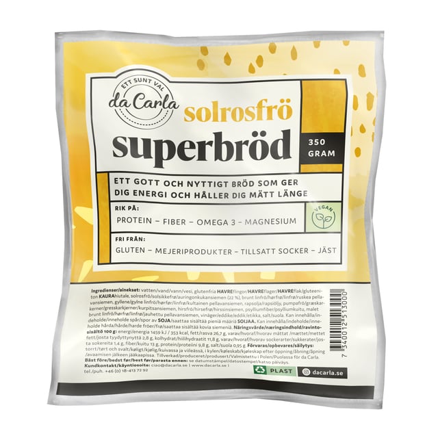 Da Carla Superbröd Solrosfrön 350g