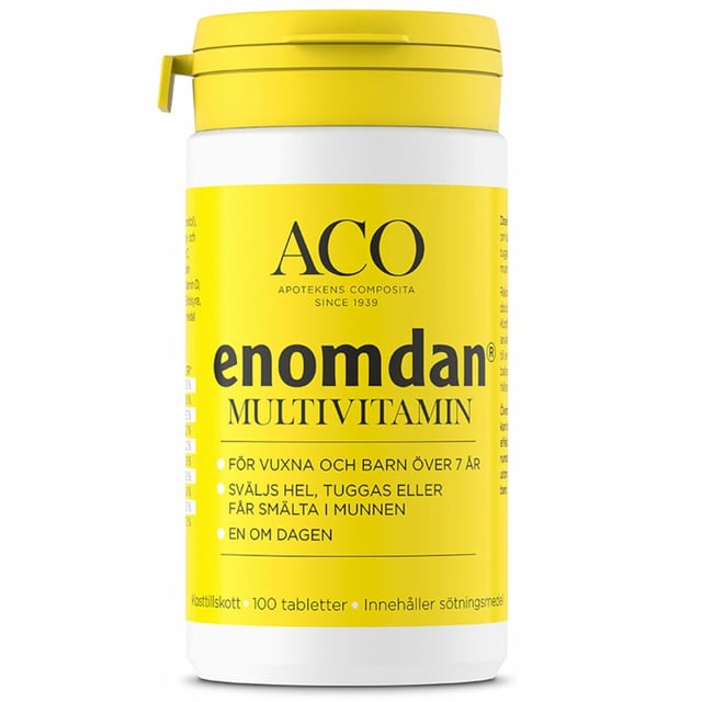 Aco Enomdan Multivitamin Apelsin & Jordgubbsmak 100 tuggtabletter