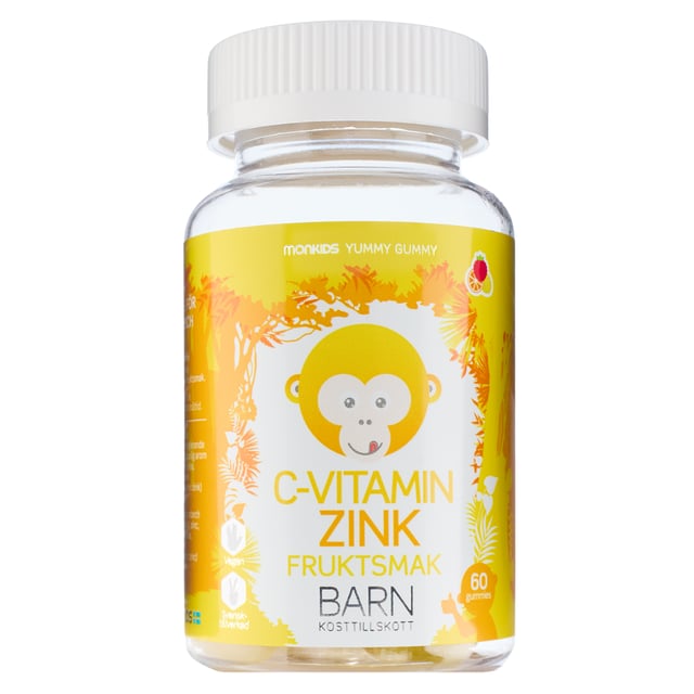 Monkids C-vitamin + Zink Barn Fruktsmak 60 tuggtabletter