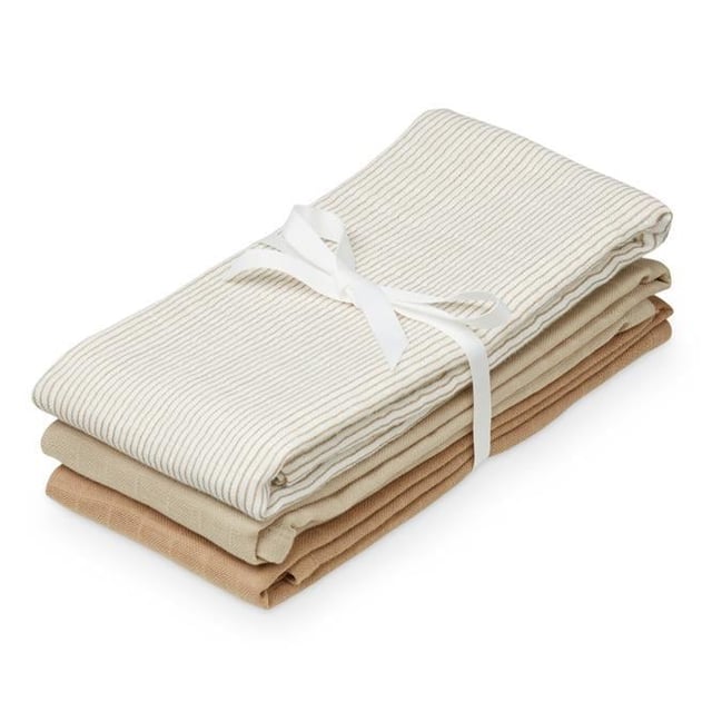 Cam Cam Copenhagen Muslinfilt Classic Stripes Camel/Latte/Camel 3-pack