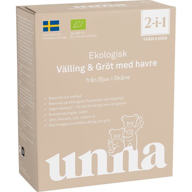 Unna Ekologisk Välling & Gröt med havre från 6 mån 300 g