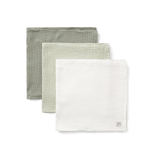 Ami Minie 3-pack Muslin squares Green/White 60x60 cm