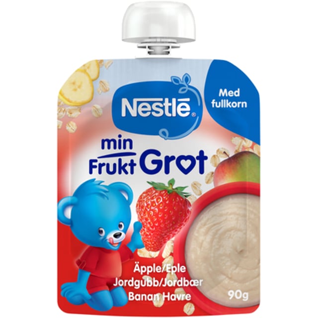 Nestlé Min Frukt Gröt Äpple Banan & Jordgubb 6 månader 90 g