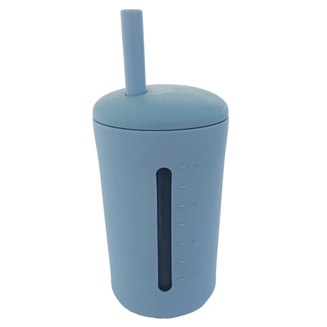 Summerville Mugg med Sugrör Silikon Stone Blue 200 ml