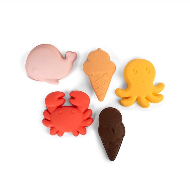 Filibabba Silikon Sandlådeleksaker 5 delar Peach Mix