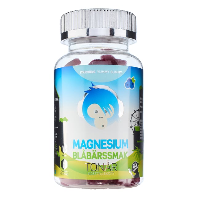 Monkids Magnesium Tonår Blåbär 60 tuggisar